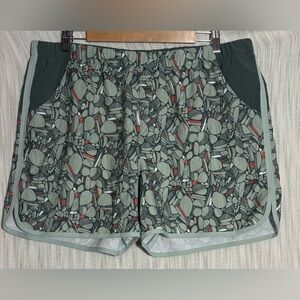 Columbia Green and Red Patterned Men's Athletic Shorts